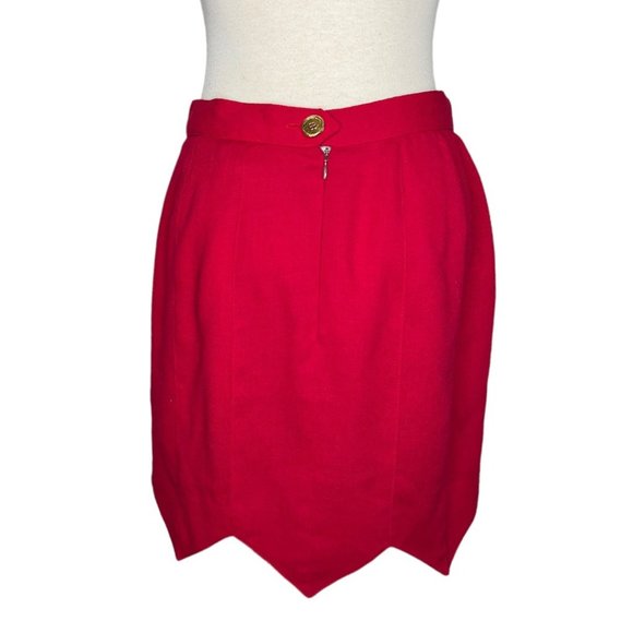 Vintage 1980's Gemma Kahng New York Red Wool Mini Skirt Size 12 - Picture 2 of 11